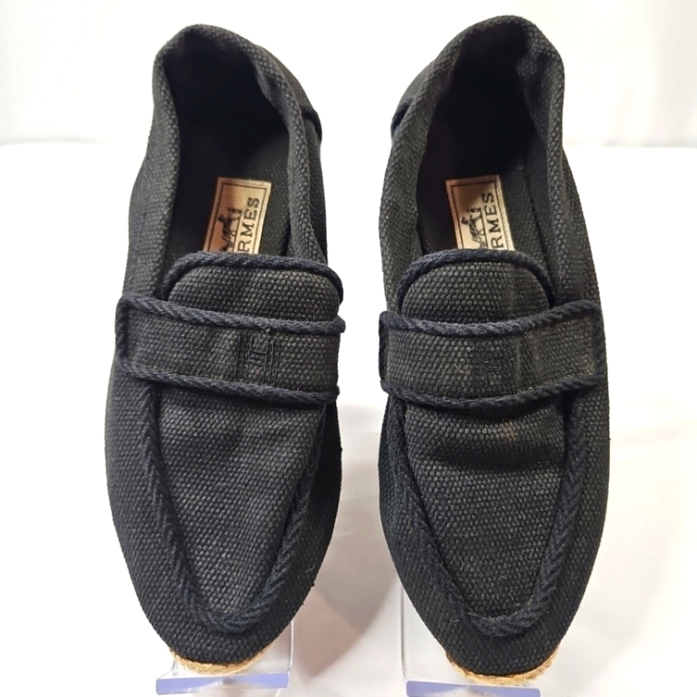 Hermes Black Espadrilles Loafers Size 36